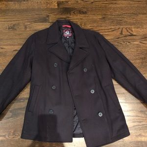 Boys large Navy wool peacoat.